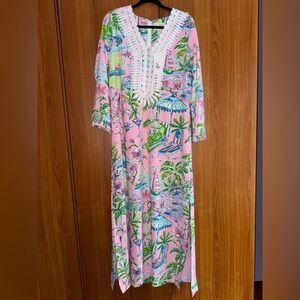 NWT Lilly Pulitzer Dee Ocleppo Size 8 conch shell Pink Caftan Maxi Dress Sunny